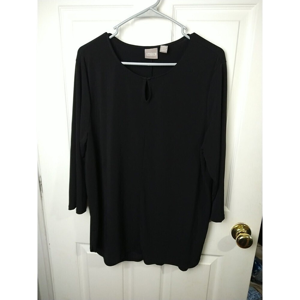 Chicos Black Keyhole Neck Hi Low Hemline. Size 3/L